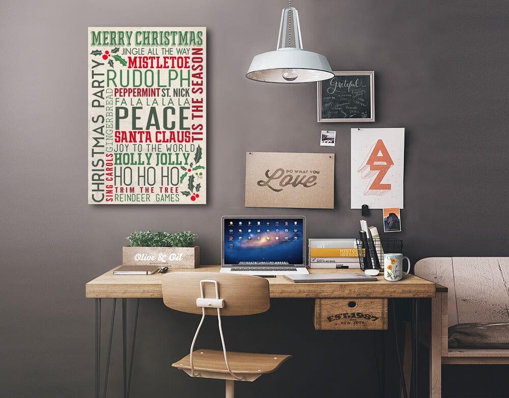 Christmas Typography, Lantern Press Artwork, Stretched Canvas Canvas Lantern Press 