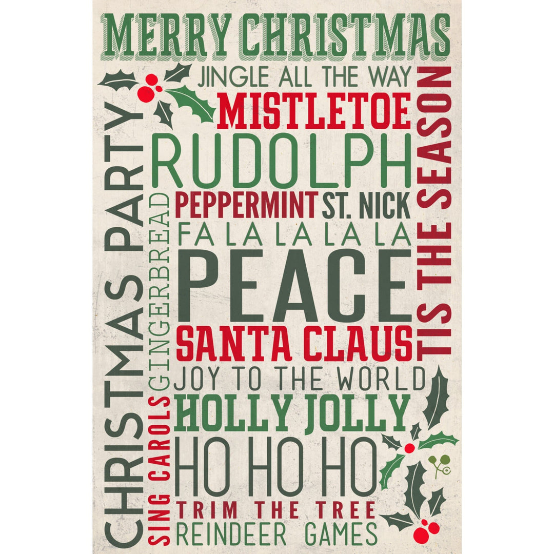 Christmas Typography, Lantern Press Artwork, Stretched Canvas Canvas Lantern Press 