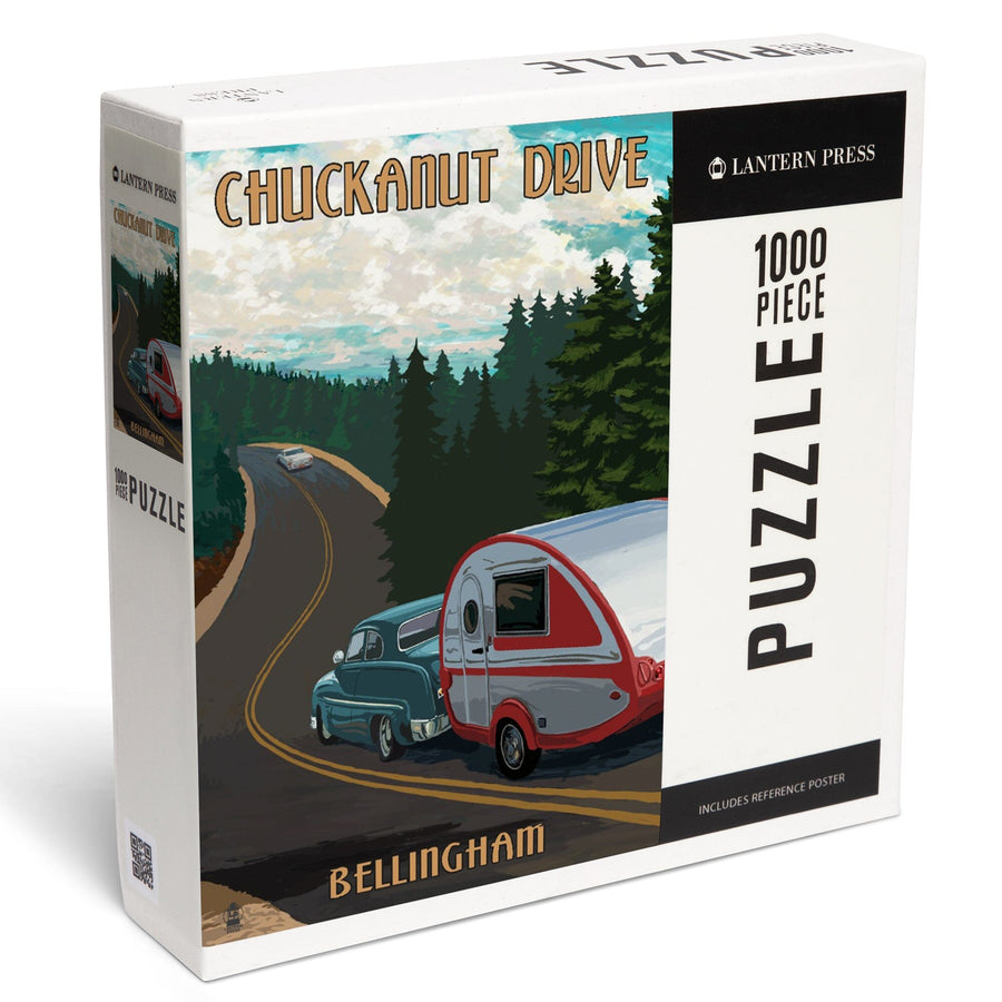 Chuckanut Drive, Bellingham, WA, Retro Camper, Jigsaw Puzzle Puzzle Lantern Press 