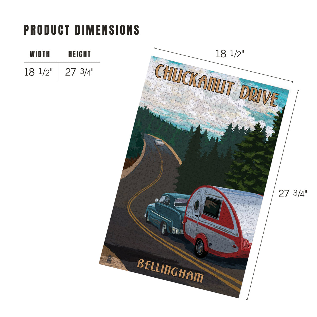 Chuckanut Drive, Bellingham, WA, Retro Camper, Jigsaw Puzzle Puzzle Lantern Press 