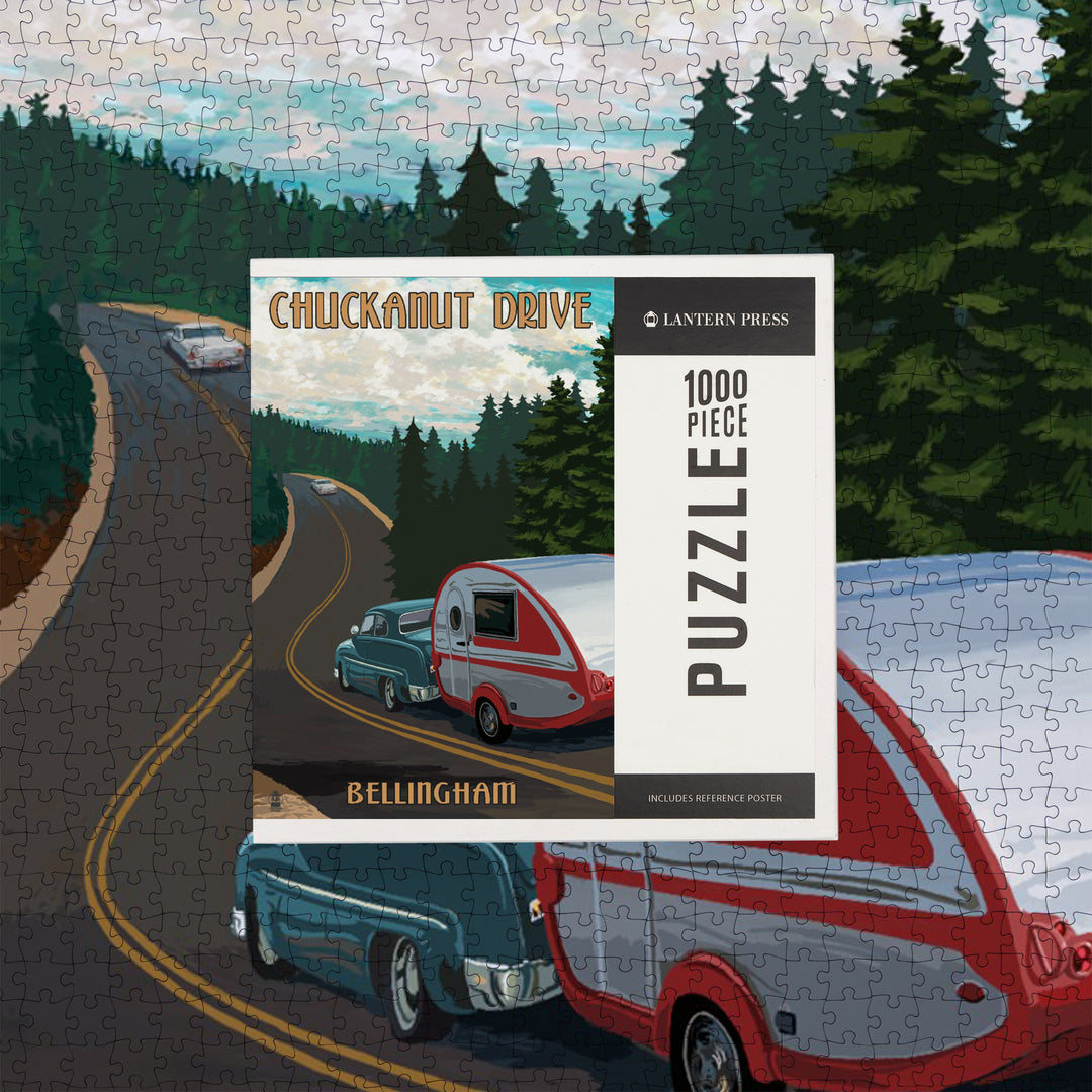 Chuckanut Drive, Bellingham, WA, Retro Camper, Jigsaw Puzzle Puzzle Lantern Press 