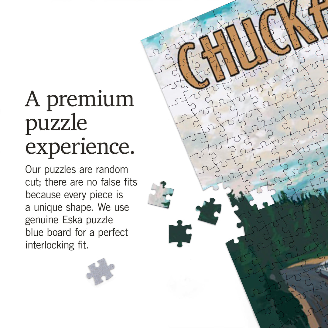 Chuckanut Drive, Bellingham, WA, Retro Camper, Jigsaw Puzzle Puzzle Lantern Press 