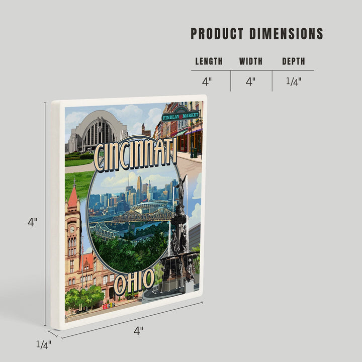 Cincinnati, Ohio, Montage Scenes, Coasters Coasters Lantern Press 