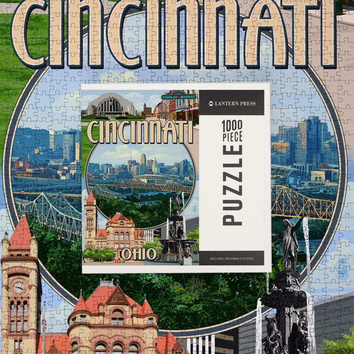Cincinnati, Ohio, Montage Scenes, Jigsaw Puzzle Puzzle Lantern Press 
