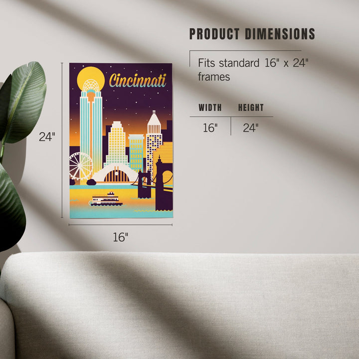 Cincinnati, Ohio, Retro Skyline Chromatic Series, Art & Giclee Prints Art Lantern Press 