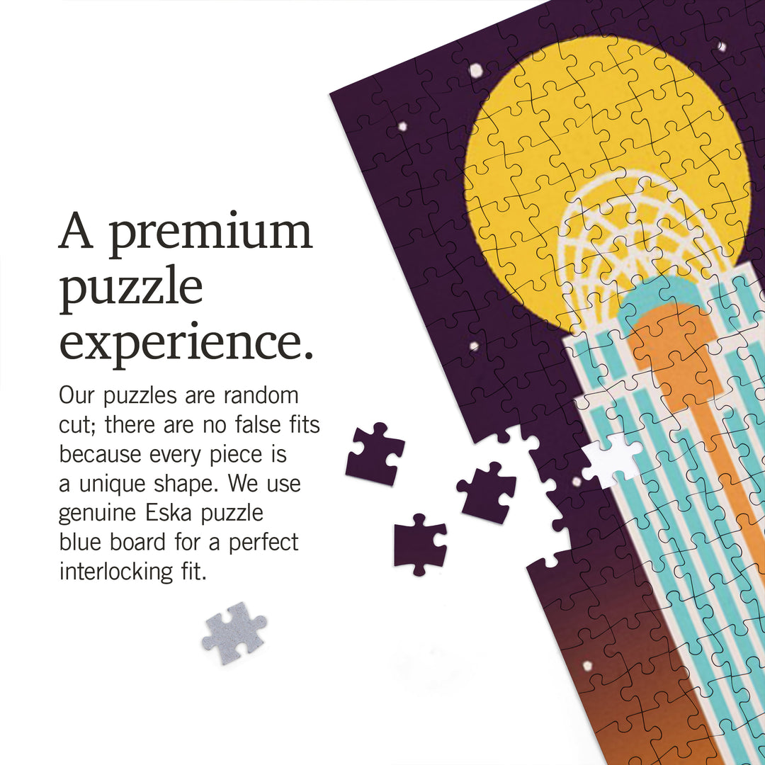 Cincinnati, Ohio, Retro Skyline Chromatic Series, Jigsaw Puzzle Puzzle Lantern Press 