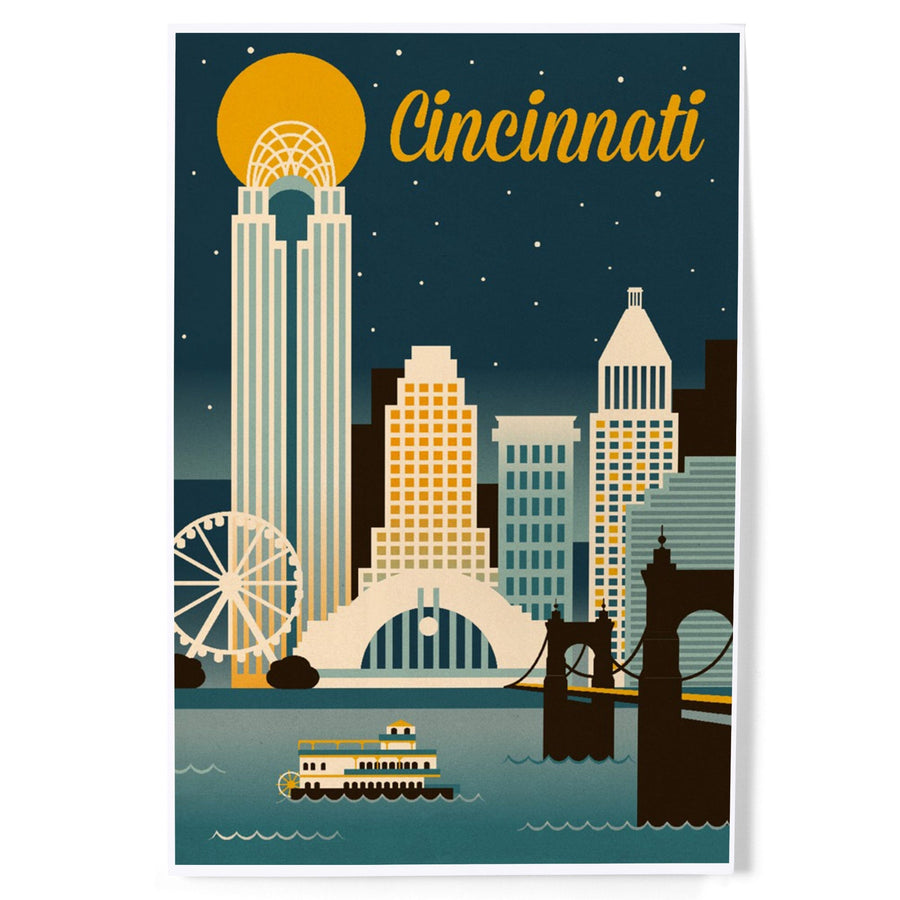 Cincinnati, Ohio, Retro Skyline Classic Series, Art & Giclee Prints Art Lantern Press 