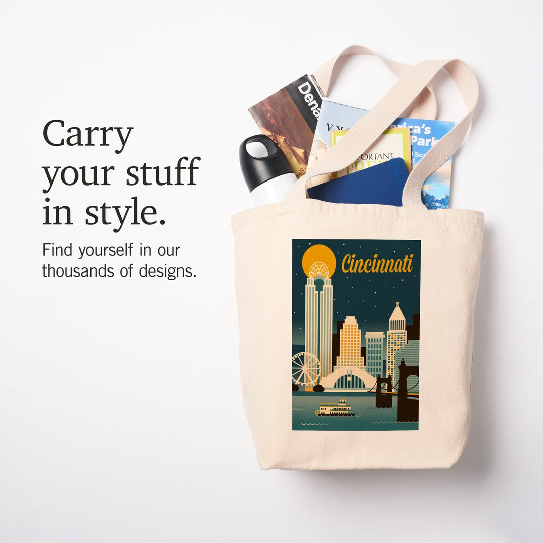 Cincinnati, Ohio, Retro Skyline Classic Series, Tote Bag Totes Lantern Press 
