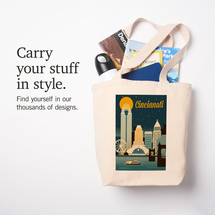 Cincinnati, Ohio, Retro Skyline Classic Series, Tote Bag Totes Lantern Press 