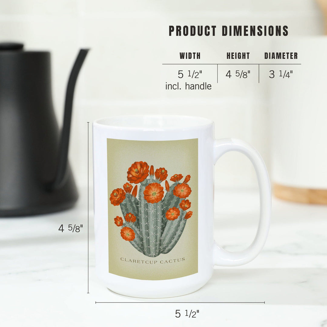 Claretcup Cactus, Vintage Flora, Lantern Press Artwork, Ceramic Mug Mugs Lantern Press 