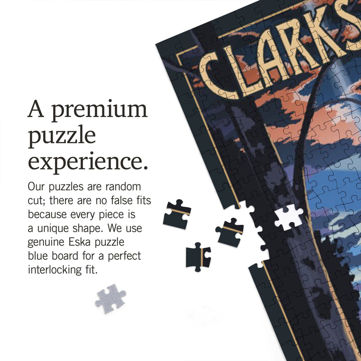 Clarks Hill Lake, Georgia, Retro Camper and Lake, Jigsaw Puzzle Puzzle Lantern Press 