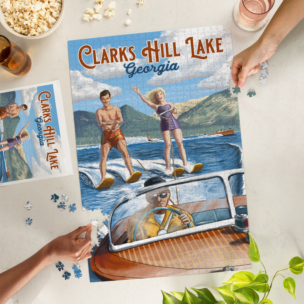 Clarks Hill Lake, Georgia, Water Skiing Scene, Jigsaw Puzzle Puzzle Lantern Press 