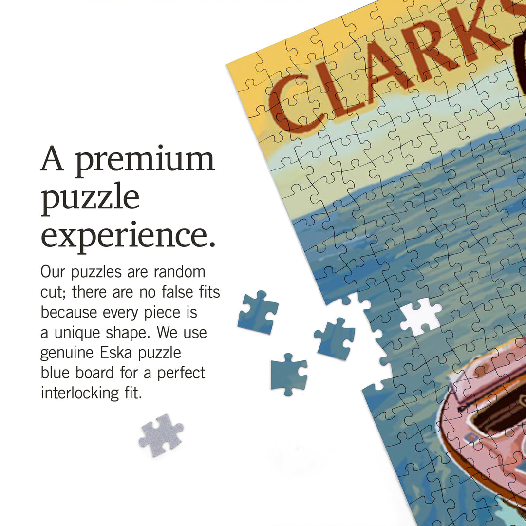 Clarks Hill Lake, Georgia, Wooden Boat Scene, Jigsaw Puzzle Puzzle Lantern Press 