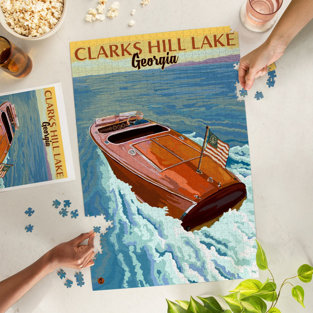Clarks Hill Lake, Georgia, Wooden Boat Scene, Jigsaw Puzzle Puzzle Lantern Press 