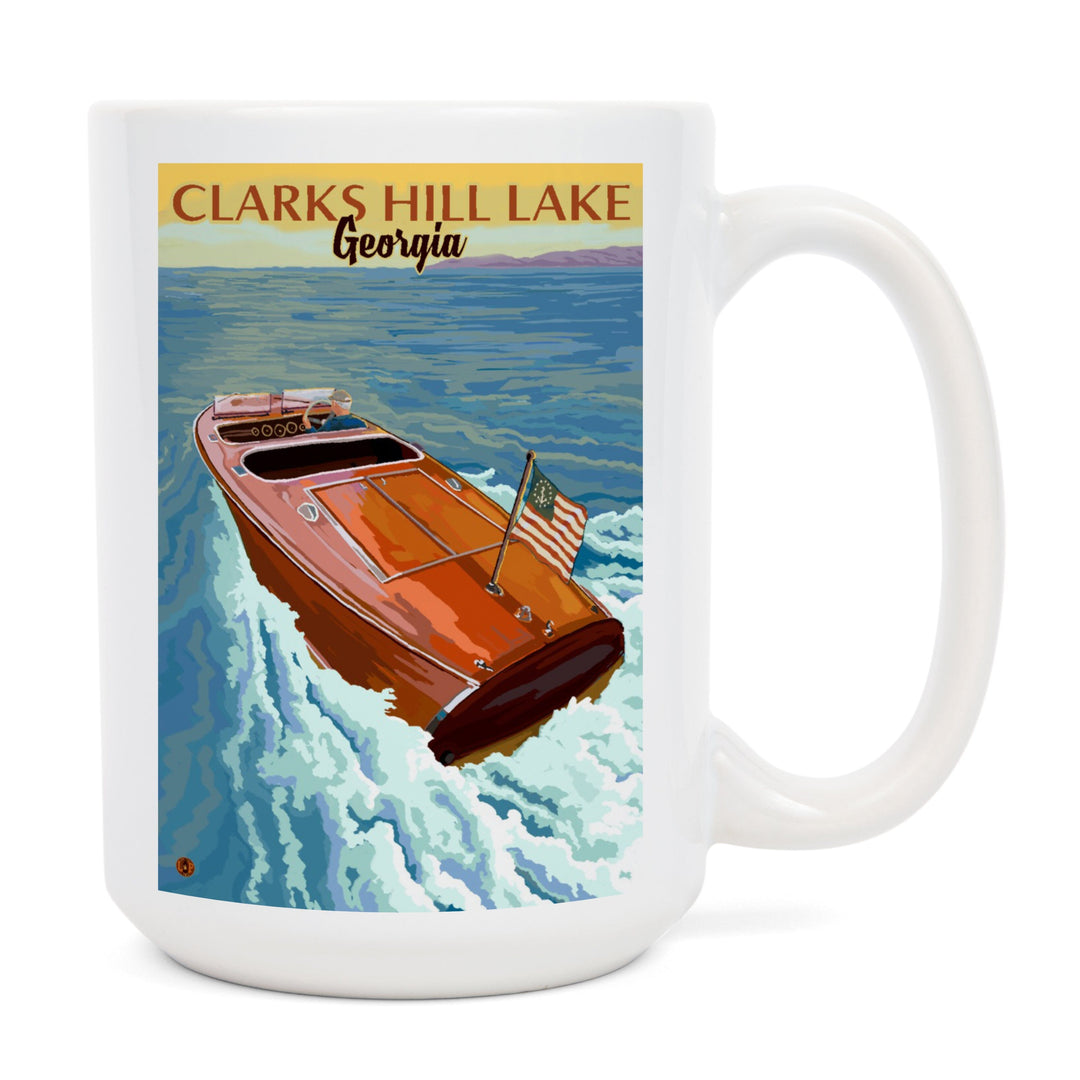 Clarks Hill Lake, Georgia, Wooden Boat Scene, Lantern Press Artwork, Ceramic Mug Mugs Lantern Press 