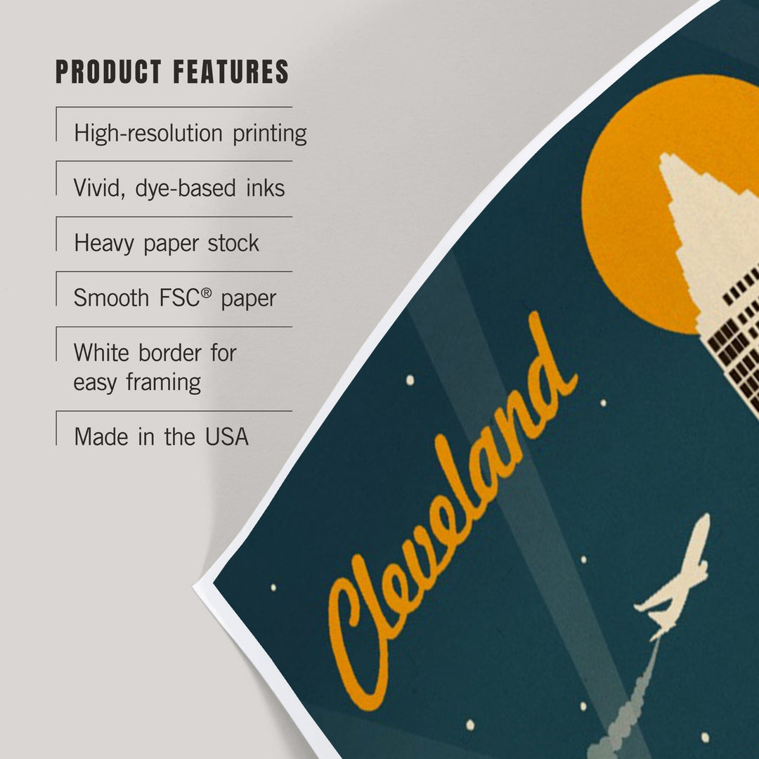 Cleveland, Ohio, Retro Skyline, Art & Giclee Prints Art Lantern Press 