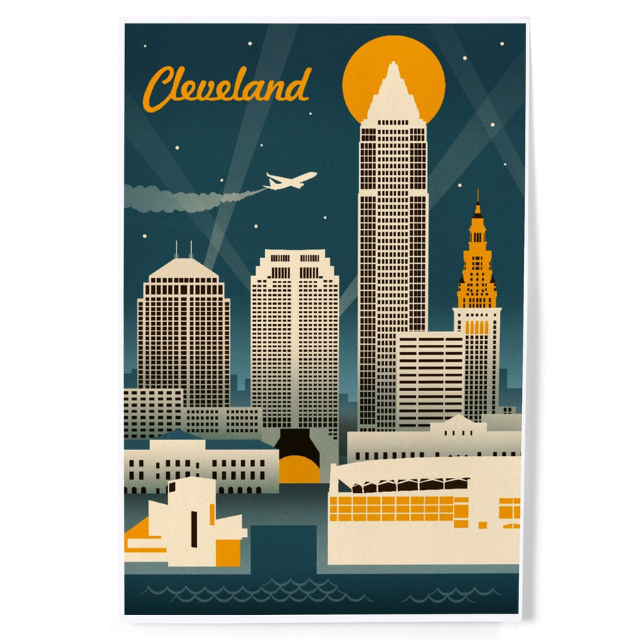 Cleveland, Ohio, Retro Skyline, Art & Giclee Prints Art Lantern Press 