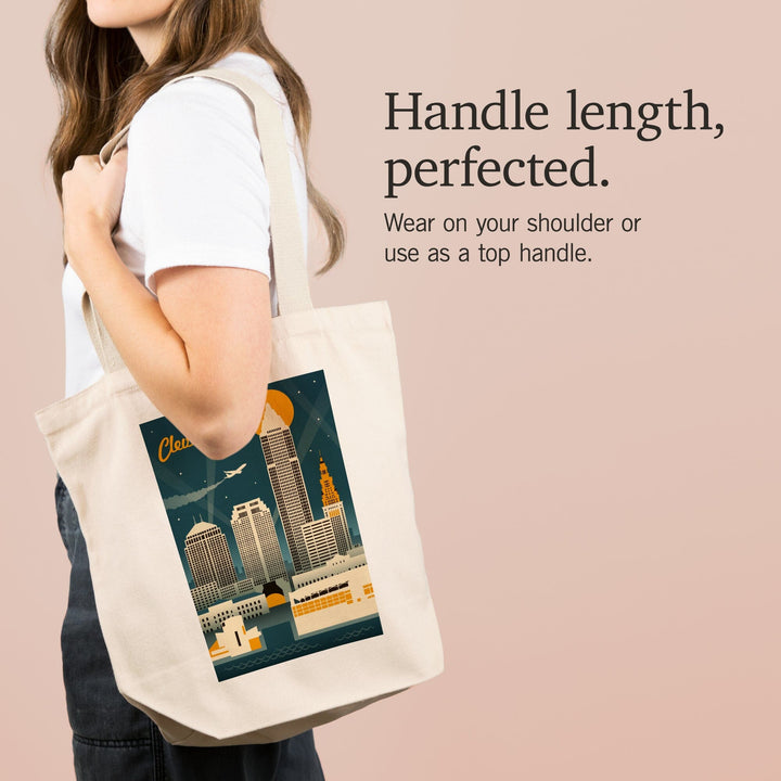 Cleveland, Ohio, Retro Skyline, Tote Bag Totes Lantern Press 