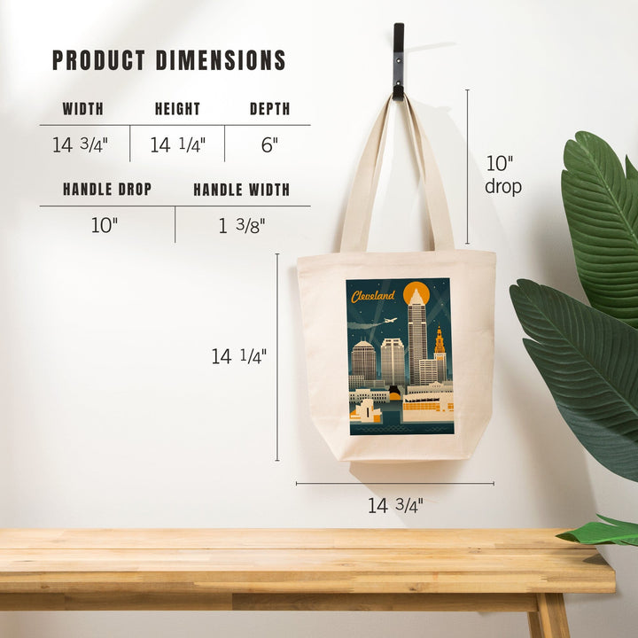 Cleveland, Ohio, Retro Skyline, Tote Bag Totes Lantern Press 