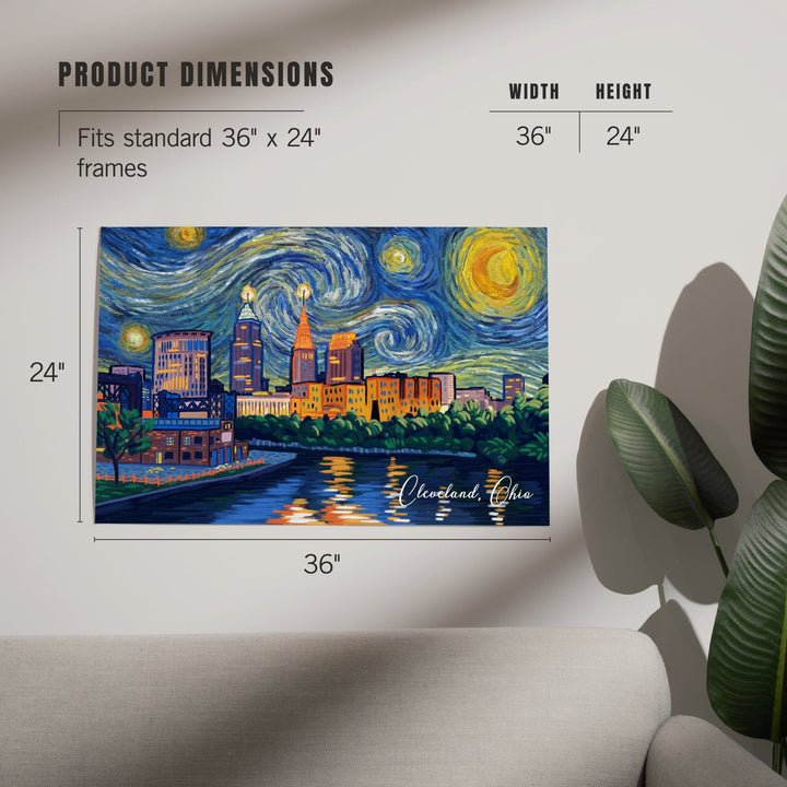 Cleveland, Ohio, Starry Night, City Skyline, Art & Giclee Prints Art Lantern Press 