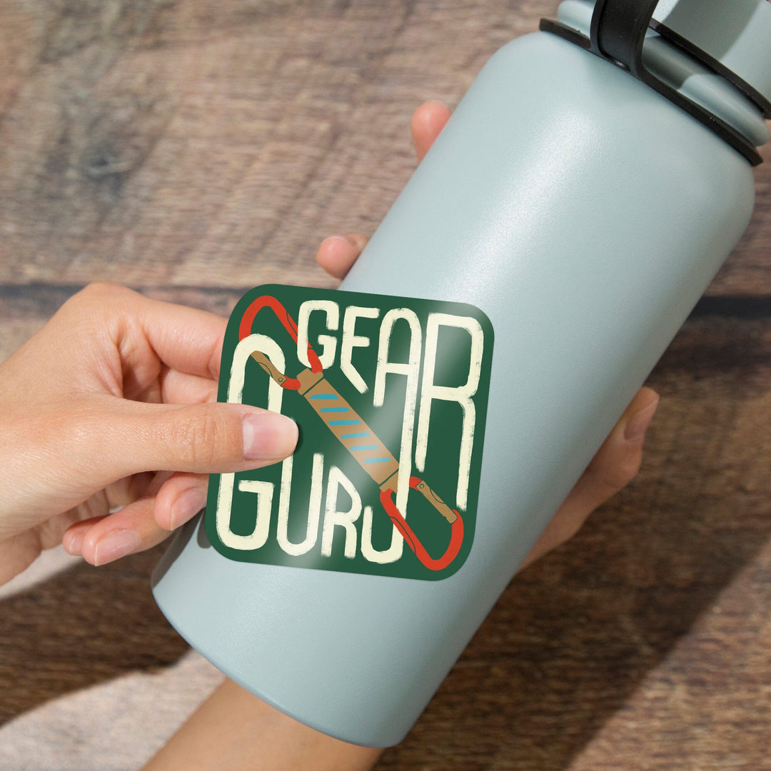 Climbing, Gear Guru, Contour, Vinyl Sticker - Lantern Press