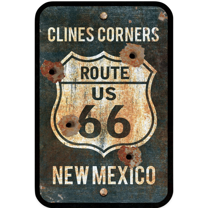 Clines Corner, New Mexico, Route 66 Sign, Contour, Vinyl Sticker Sticker Lantern Press 