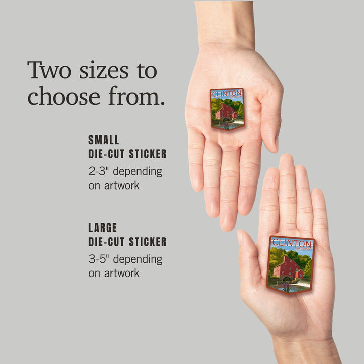 Clinton, New Jersey, Contour, Vinyl Sticker Sticker Lantern Press 