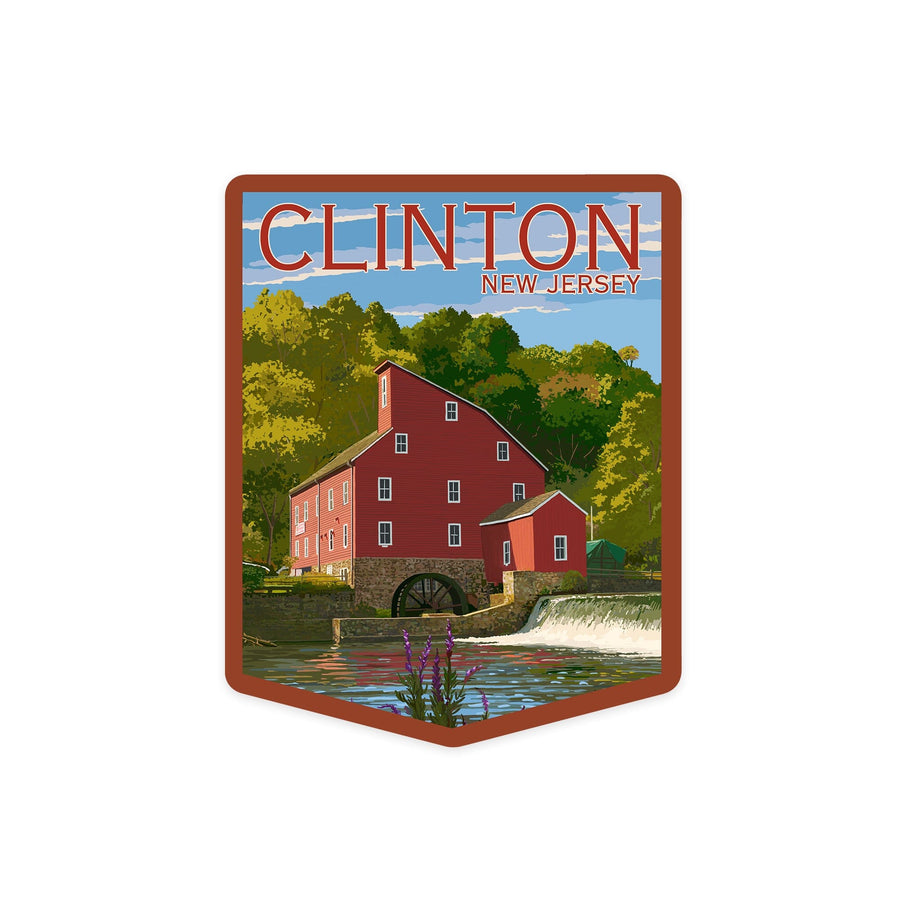 Clinton, New Jersey, Contour, Vinyl Sticker Sticker Lantern Press 