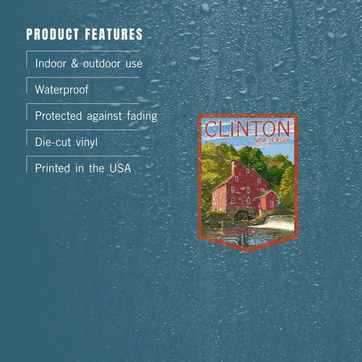 Clinton, New Jersey, Contour, Vinyl Sticker Sticker Lantern Press 