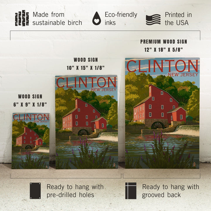 Clinton, New Jersey, Lantern Press Poster, Wood Signs and Postcards Wood Lantern Press 
