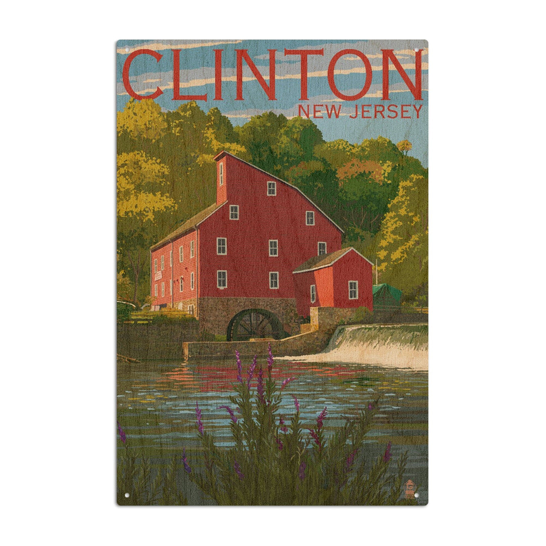 Clinton, New Jersey, Lantern Press Poster, Wood Signs and Postcards Wood Lantern Press 6x9 Wood Sign 