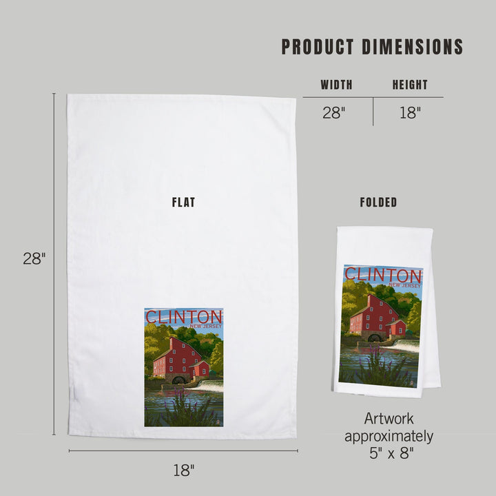 Clinton, New Jersey, Organic Cotton Kitchen Tea Towels Kitchen Lantern Press 