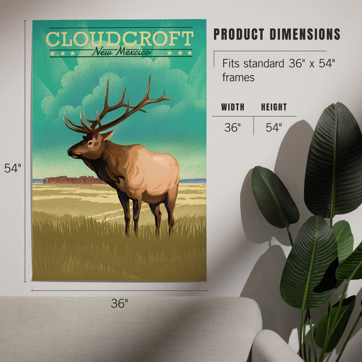 Cloudcroft, New Mexico, Elk, Lithograph, Art & Giclee Prints Art Lantern Press 