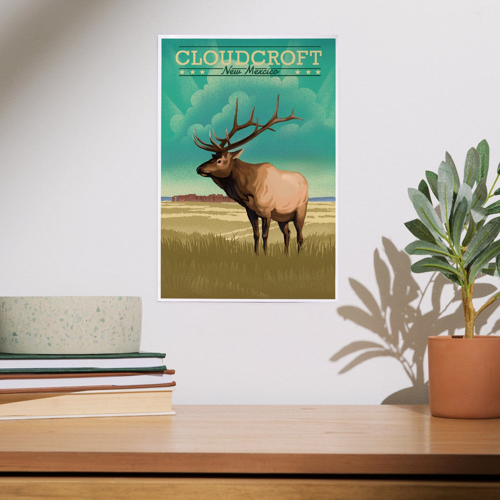 Cloudcroft, New Mexico, Elk, Lithograph, Art & Giclee Prints Art Lantern Press 