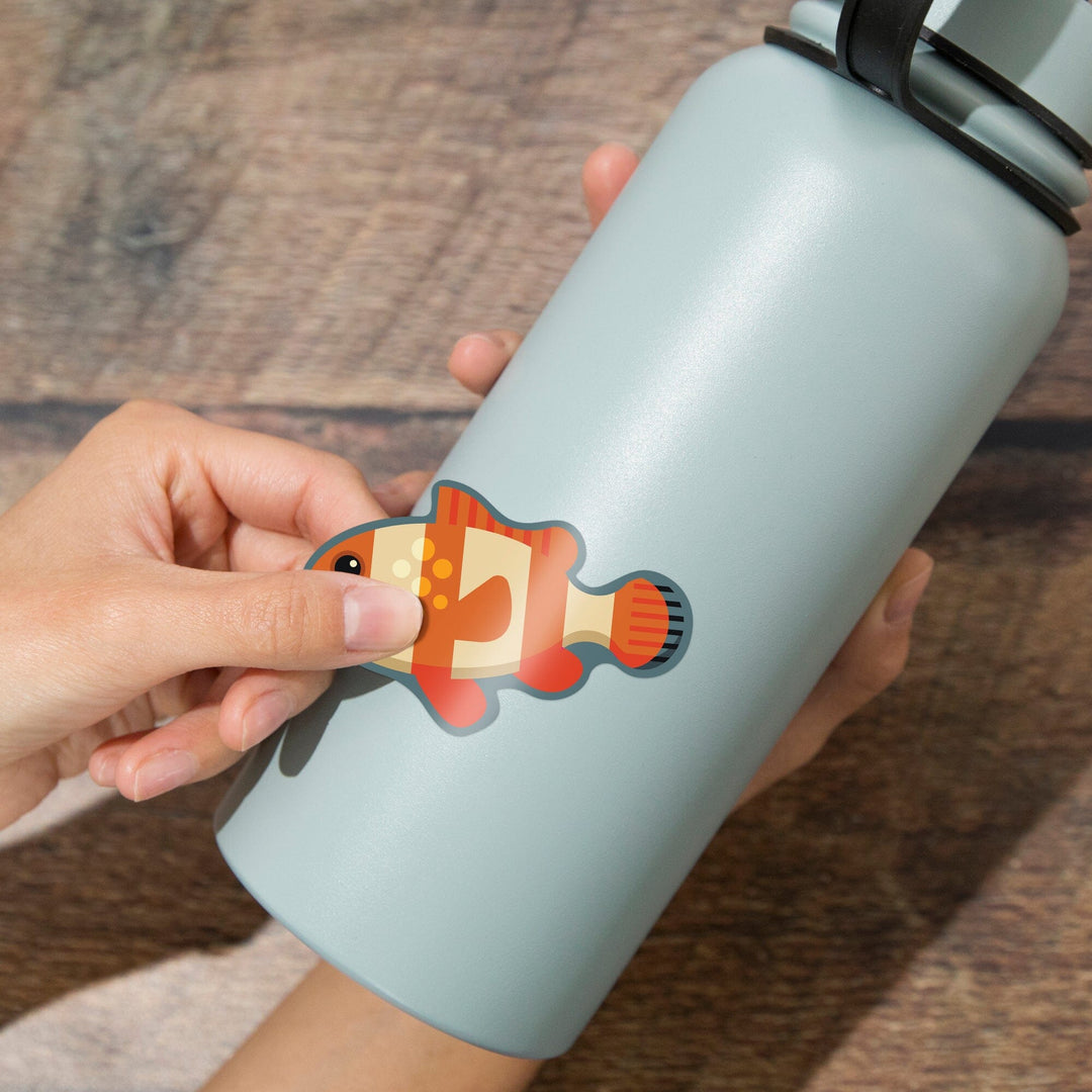 Clown Fish, Geometric, Contour, Vinyl Sticker Sticker Lantern Press 