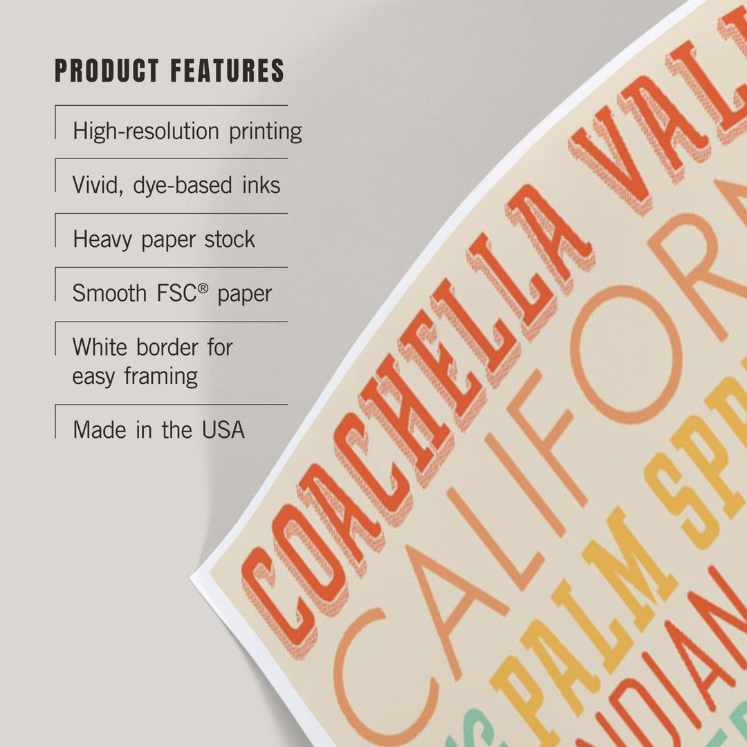 Coachella, California, Typography, Art & Giclee Prints Art Lantern Press 