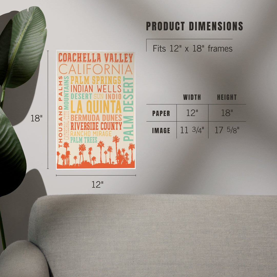 Coachella, California, Typography, Art & Giclee Prints Art Lantern Press 