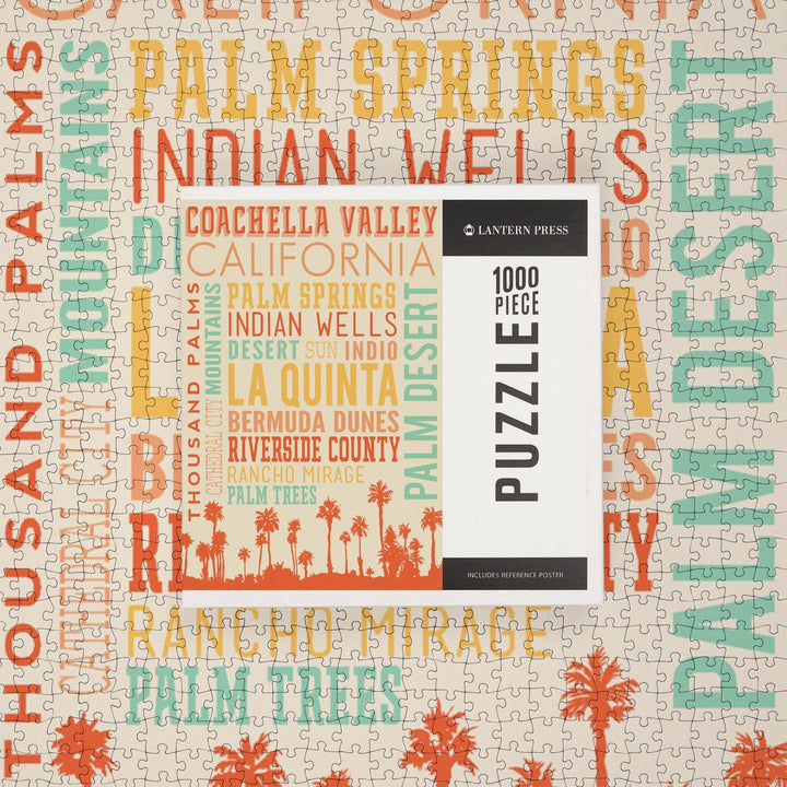 Coachella, California, Typography, Jigsaw Puzzle Puzzle Lantern Press 