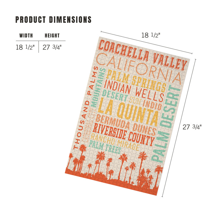 Coachella, California, Typography, Jigsaw Puzzle Puzzle Lantern Press 