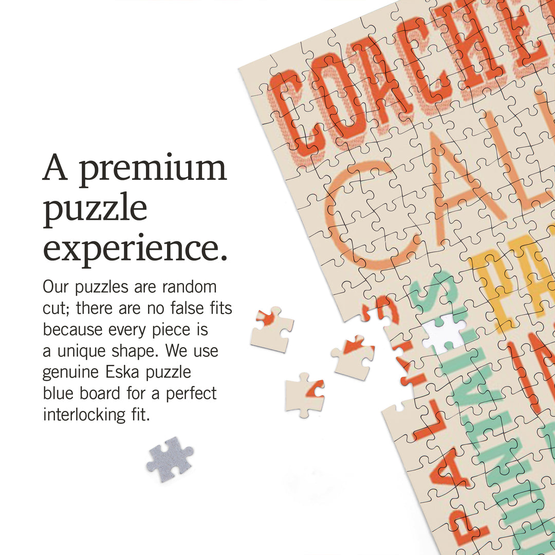 Coachella, California, Typography, Jigsaw Puzzle Puzzle Lantern Press 