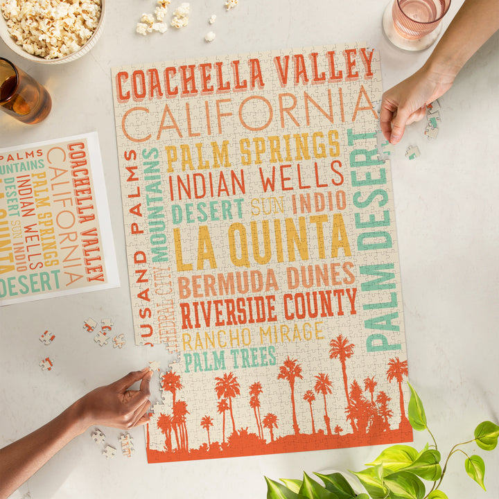 Coachella, California, Typography, Jigsaw Puzzle Puzzle Lantern Press 