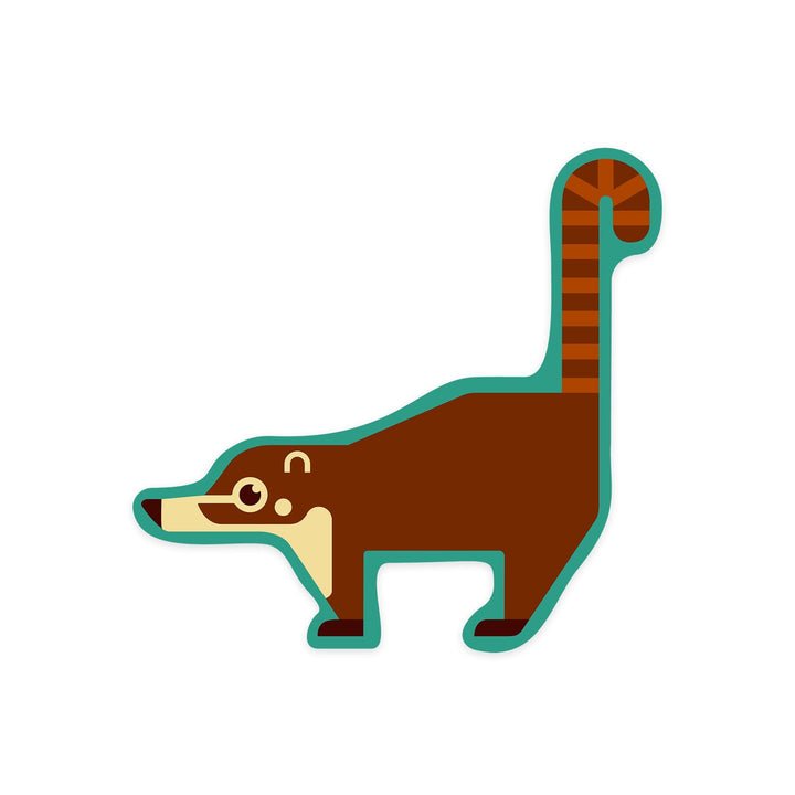 Coati, Geometric, Contour, Vinyl Sticker Sticker Lantern Press 