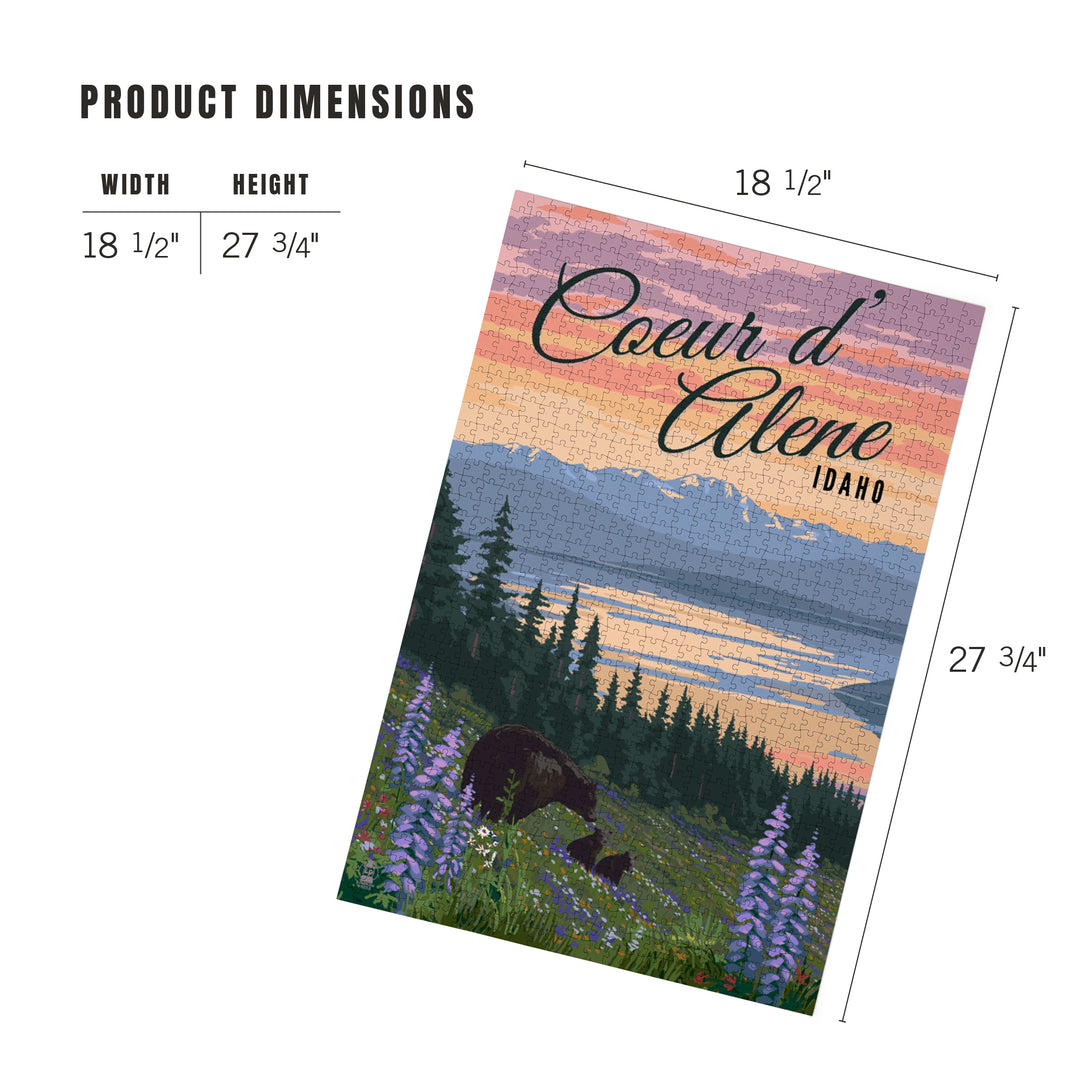 Coeur d'Alene, Idaho, Bear and Spring Flowers, Jigsaw Puzzle Puzzle Lantern Press 