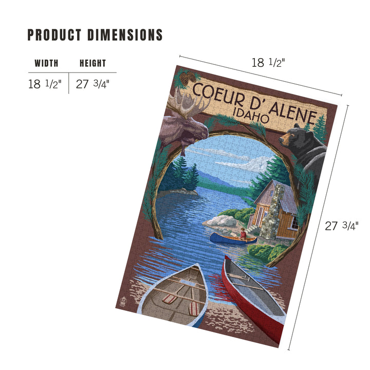Coeur d'Alene, Idaho, Cabin on the Lake, Montage, Jigsaw Puzzle Puzzle Lantern Press 