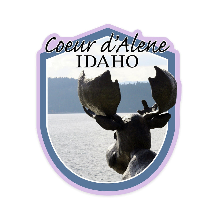 Coeur d'Alene, Idaho, Mudgy and Millie Statue, Contour, Vinyl Sticker - Lantern Press