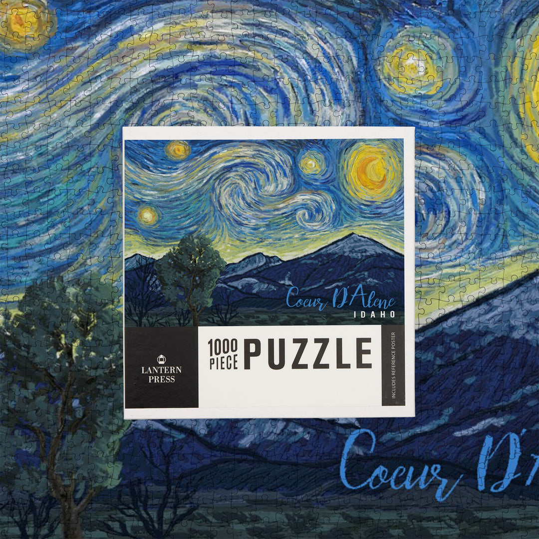 Coeur d'Alene, Idaho, Starry Night, Jigsaw Puzzle Puzzle Lantern Press 