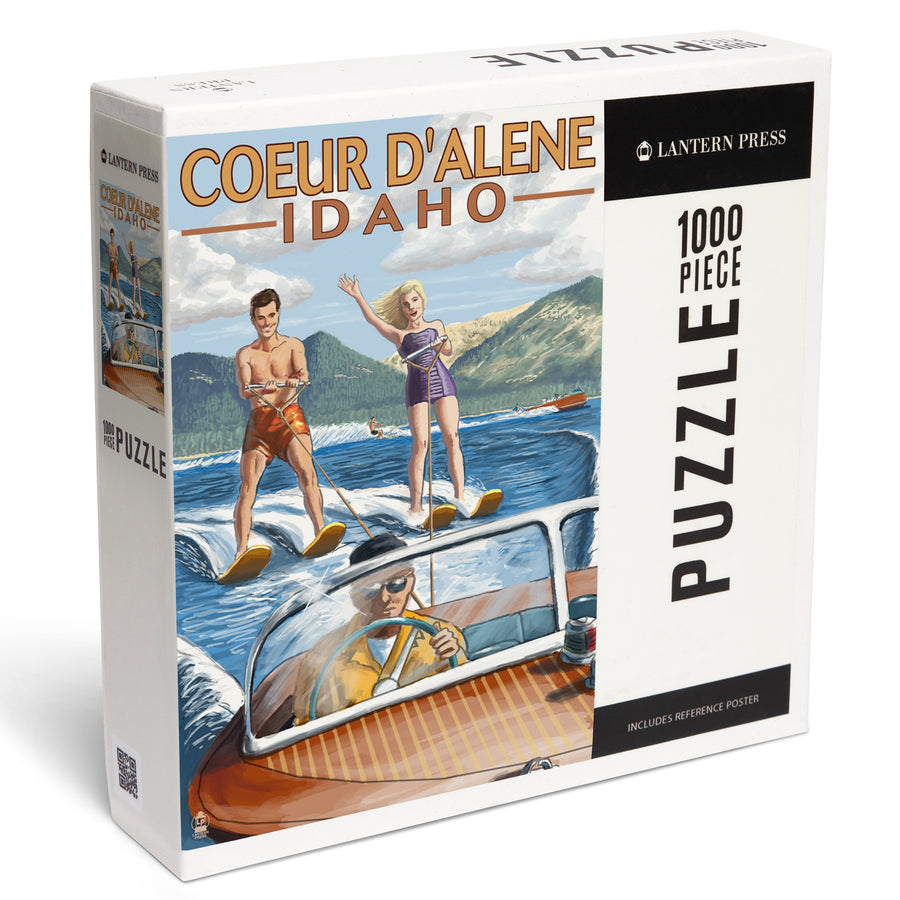 Coeur d'Alene, Idaho, Water Skiing Scene, Jigsaw Puzzle Puzzle Lantern Press 