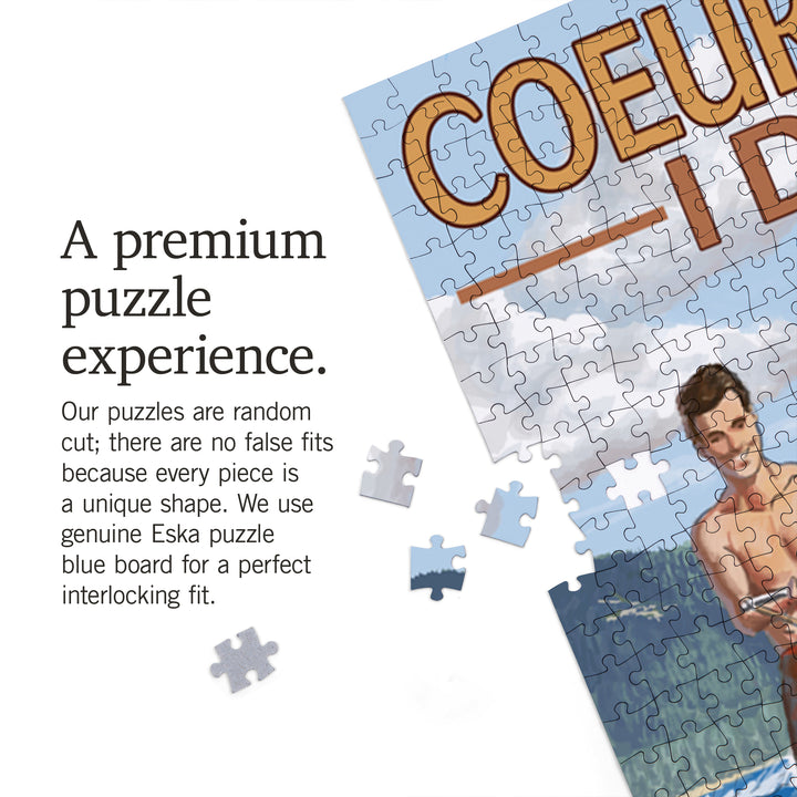 Coeur d'Alene, Idaho, Water Skiing Scene, Jigsaw Puzzle Puzzle Lantern Press 