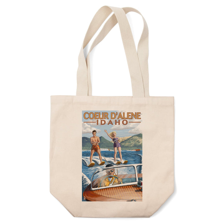 Coeur d'Alene, Idaho, Water Skiing Scene, Tote Bag Totes Lantern Press 