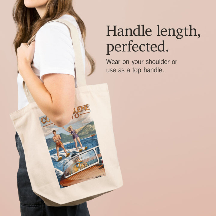 Coeur d'Alene, Idaho, Water Skiing Scene, Tote Bag Totes Lantern Press 